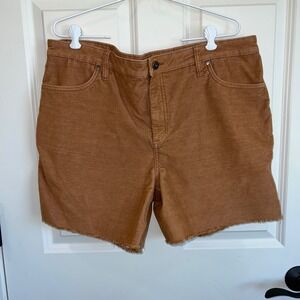 Carve Design Butter Shorts Corduroy Raw Edge Hem Brown Size 16